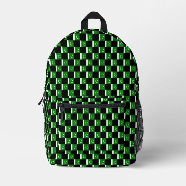 Chequered Pakistan Flag Pattern  Printed Backpack (Front)
