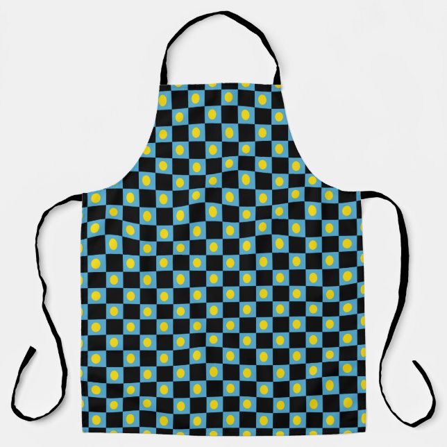 Chequered Palau Flag Pattern  Apron (Front)