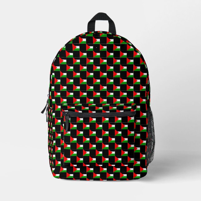 Chequered Palestine Flag Pattern  Printed Backpack (Front)