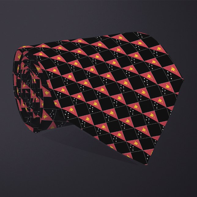 Chequered Papua New Guinea Flag Pattern  Tie (Creator Uploaded)