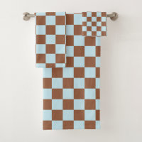 Chequered Pastel Blue and Brown