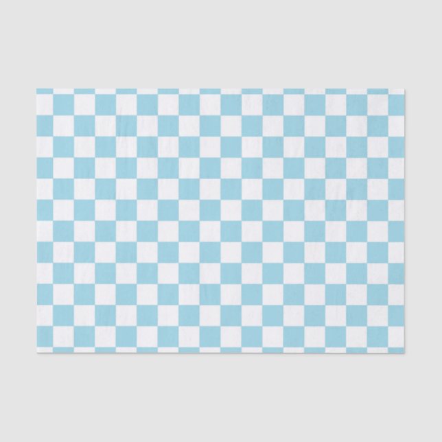 Chequered Pastel Blue and White Tissue Paper (Front)