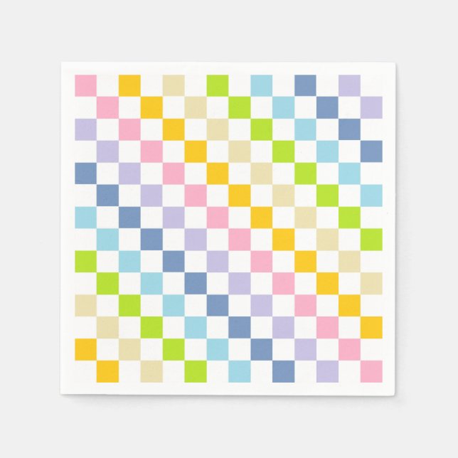 Chequered Pastel Rainbow Napkin (Front)