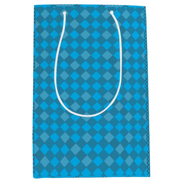 Chequered patches pattern 01 w Lblue BG Medium Gift Bag (Front)