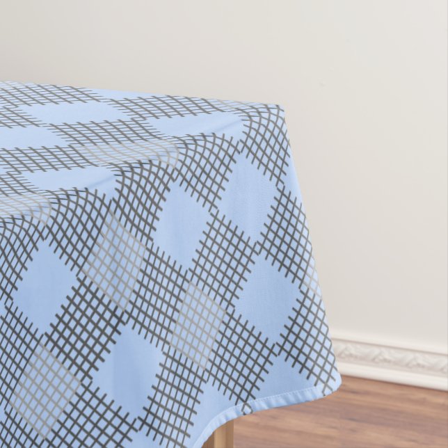 Chequered patches pattern 01 w LBlue BG Tablecloth (In Situ)