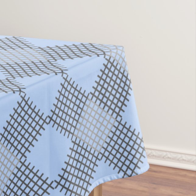 Chequered patches pattern 01 w LBlue BG Tablecloth (In Situ)