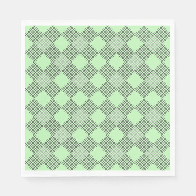 Chequered patches pattern 01 w Lgreen BG Napkin (Front)