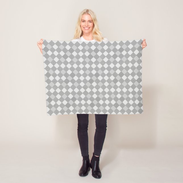 Chequered patches pattern 01 w Offwhite BG Fleece Blanket (In Situ)