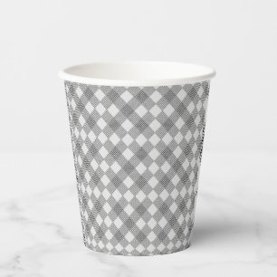 Chequered patches pattern black and white paper cups
