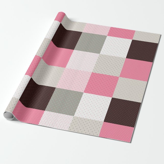 Chequered Patchwork Pattern Wrapping Paper (Unrolled)