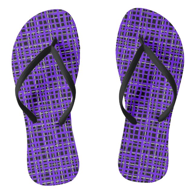 Chequered pattern 01Ab. Purple Black BG Thongs (Footbed)