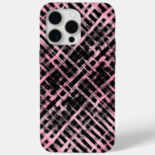 Chequered Pattern -06P.Pink Black BG iPhone 15 Pro Max Case