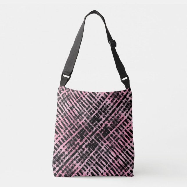 Chequered Pattern -06P.Pink Black BG Crossbody Bag (Front)