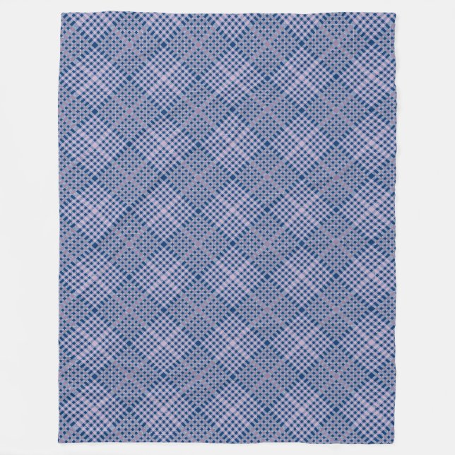 Chequered Pattern.08 Dblue BG Fleece Blanket (Front)