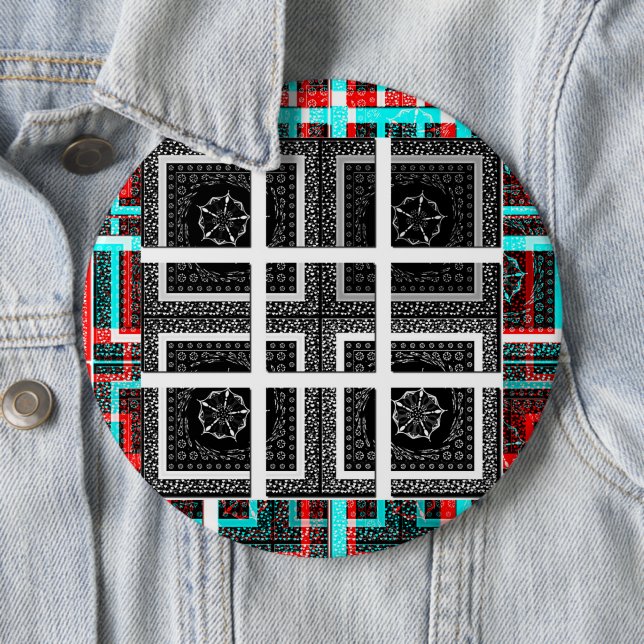 Chequered Pattern Art Print 6 Cm Round Badge (In Situ)