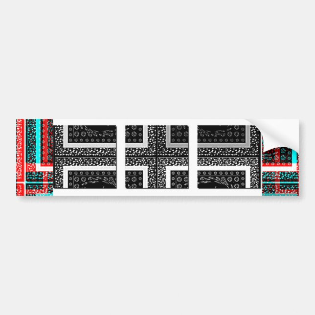 Chequered Pattern Art Print Bumper Sticker (Front)
