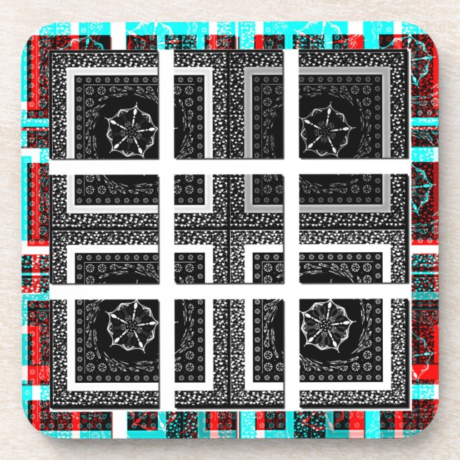 Chequered Pattern Art Print Coaster (Front)