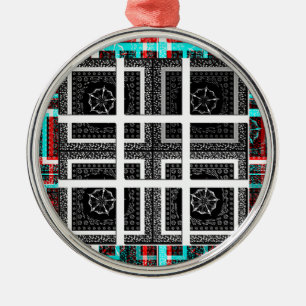 Chequered Pattern Art Print Metal Tree Decoration