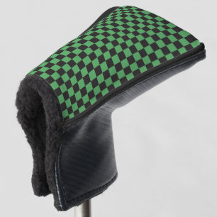 chequered pattern chequered squares chess green bl golf head cover