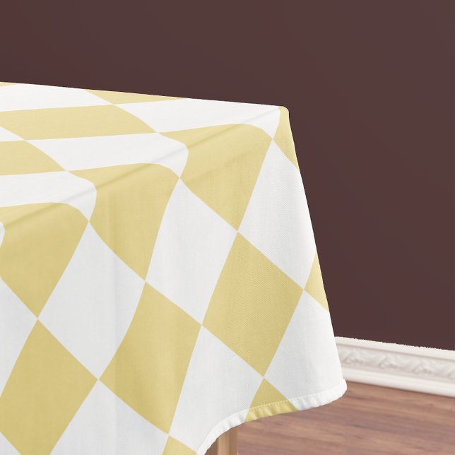 Chequered Pattern Chic Luxe Yellow Faux Gold White Tablecloth (Checkered Pattern Chic Luxe Yellow Faux Gold White Tablecloth)