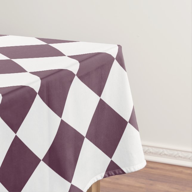Chequered Pattern Dark Rose Pink White Retro Chic Tablecloth (In Situ)