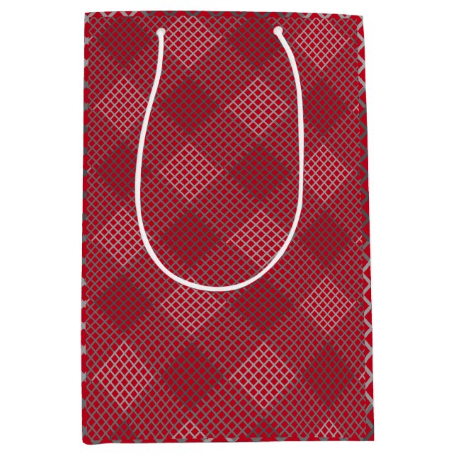 Chequered pattern Diagonal 2tn.b Red BG Medium Gift Bag (Front)