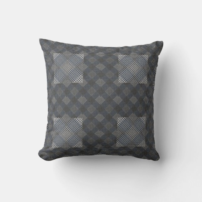Chequered pattern diagonal 2tones.bx4x4 BLK BG Cushion (Front)