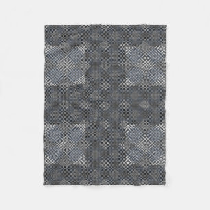 Chequered pattern diagonal 2tones.bx4x4 BLK BG Fleece Blanket