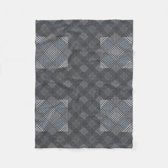 Chequered pattern diagonal 2tones.bx4x4 BLK BG Fleece Blanket (Front)