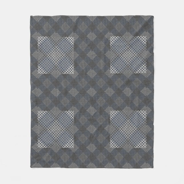 Chequered pattern diagonal 2tones.bx4x4 BLK BG Fleece Blanket (Front)