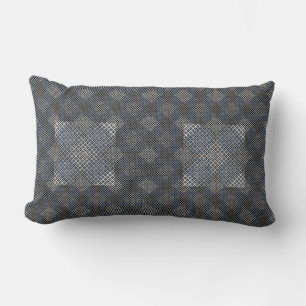Chequered pattern diagonal 2tones.bx4x4 BLK BG Lumbar Cushion