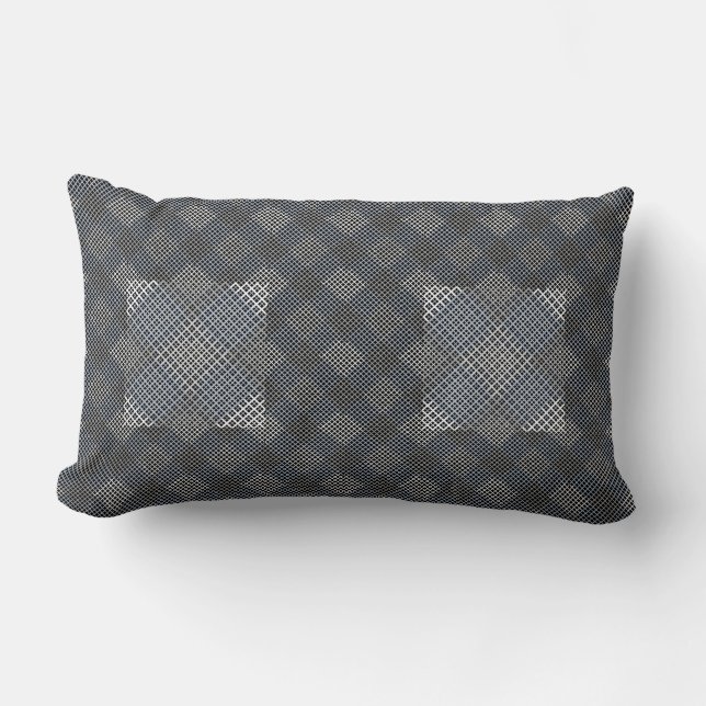 Chequered pattern diagonal 2tones.bx4x4 BLK BG Lumbar Cushion (Front)