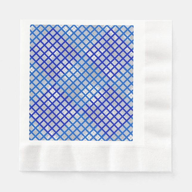 Chequered pattern diagonal Blue 02.w LGrey BG Napkin (Front)