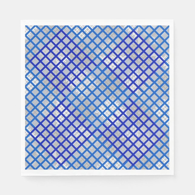 Chequered pattern diagonal Blue 02.w LGrey BG Napkin (Front)