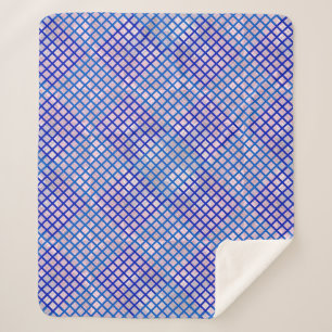 Chequered pattern diagonal Blue 02.w Lpink BG Sherpa Blanket