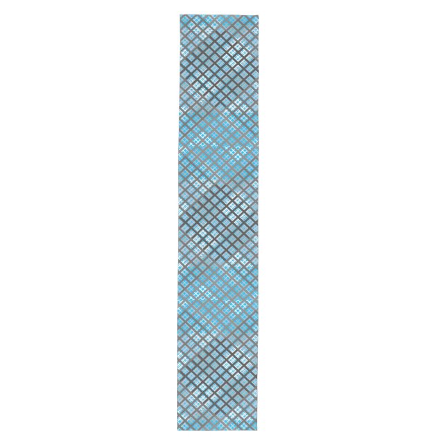 Chequered pattern diagonal grey 02.w Lblue BG Medium Table Runner (Front)