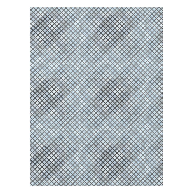 Chequered pattern diagonal grey 02.w Lblue BG Tablecloth (Front)