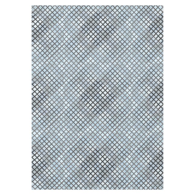 Chequered pattern diagonal grey 02.w Lblue BG Tablecloth (Front)