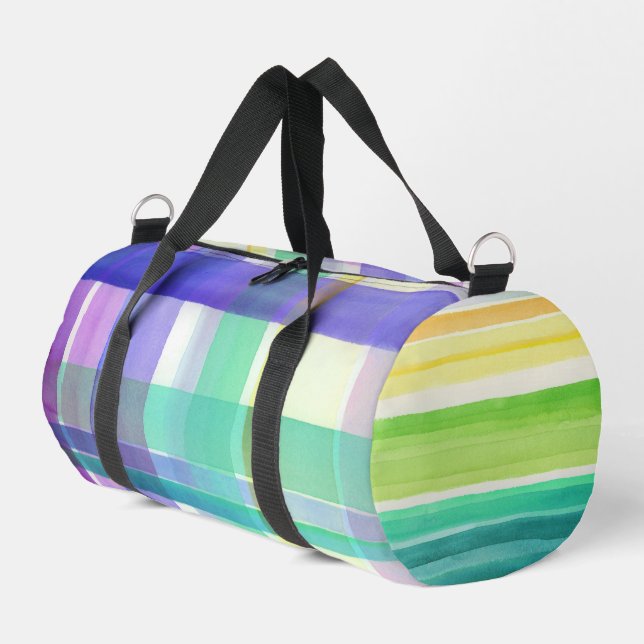 Chequered Pattern Duffle Bag (Left Corner)