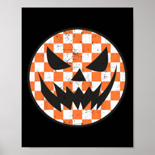 Chequered Pattern Halloween Face Trendy Kids Poster