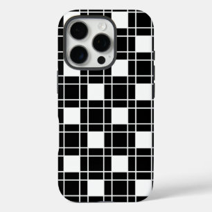 Chequered Pattern in Black and White iPhone 16 Pro Case