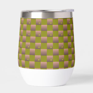 Chequered pattern in brown and olive green