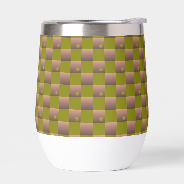 Chequered pattern in brown and olive green (Left)