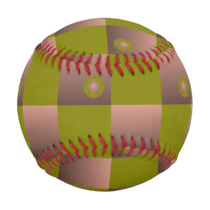 Chequered pattern in brown and olive green baseball