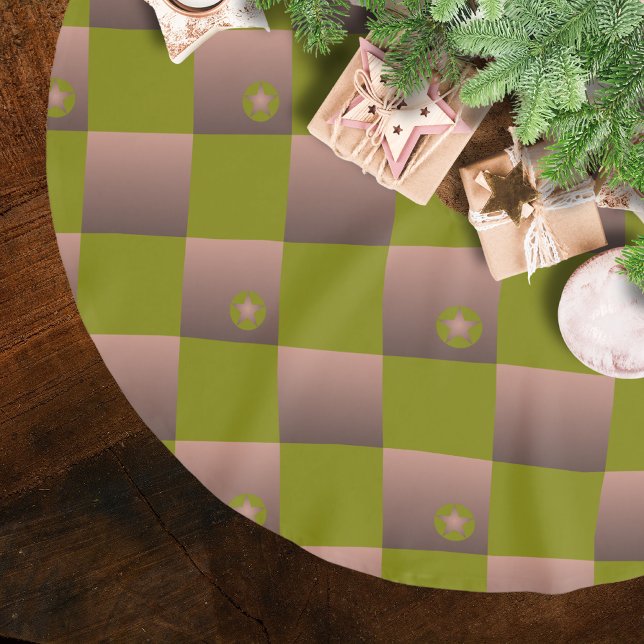 Chequered pattern in brown and olive green brushed polyester tree skirt (Creator Uploaded)