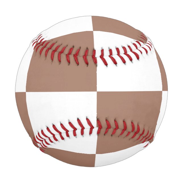 Chequered Pattern in White and Mocha Mousse Baseball (Front)