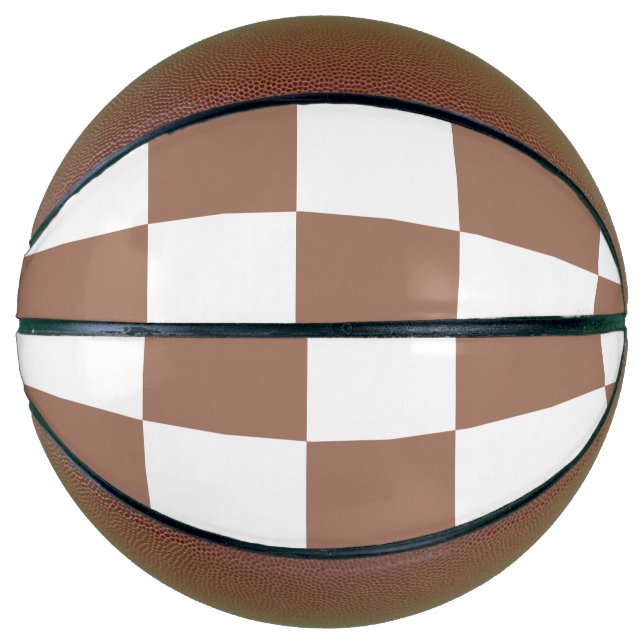 Chequered Pattern in White and Mocha Mousse Basketball (Front)
