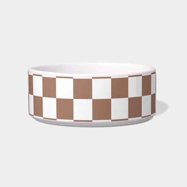 Chequered Pattern in White and Mocha Mousse Bowl (Front)