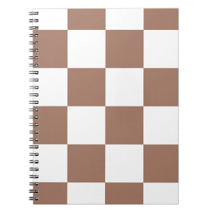 Chequered Pattern in White and Mocha Mousse Notebook