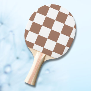Chequered Pattern in White and Mocha Mousse Ping Pong Paddle